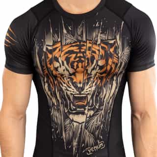 rashgard venum tiger short sleeve black neon orange 1 рашгард venum tiger short sleeve black/neon orange 1