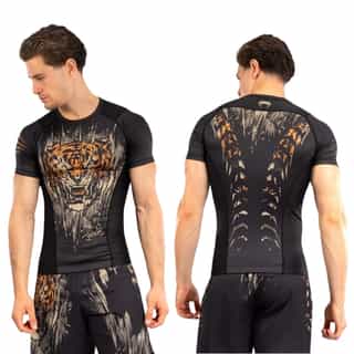 rashgard venum tiger short sleeve black neon orange рашгард venum tiger short sleeve black/neon orange