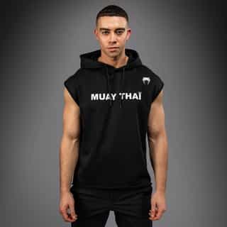 suichyr venum muay thai vt sleeveless hoodie – black white суичър venum muay thai vt sleeveless hoodie – black/white