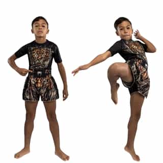 detski muay thai venum tiger kids black neon orange детски муай тай шорти venum tiger kids black/neon orange