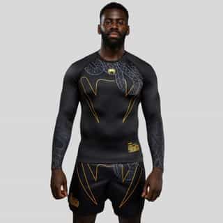 rashgard venum serpenti long sleeve rashguard – black silver gold рашгард venum serpenti long sleeve rashguard - black/silver/gold