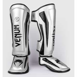 protektori za kraka venum elite silver black протектори за крака venum elite silver/black