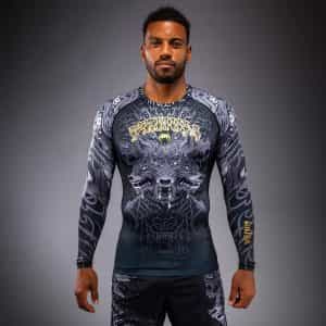 рашгард venum wolf atak long sleeve rashguard – black grey рашгард venum wolf atak long sleeve rashguard - black grey
