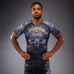 рашгард venum wolf atak short sleeve rashguard – black grey рашгард venum wolf atak short sleeve rashguard - black grey