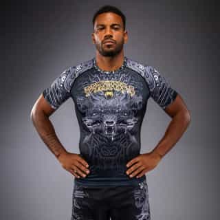 рашгард venum wolf atak short sleeve rashguard – black grey рашгард venum wolf atak short sleeve rashguard - black grey