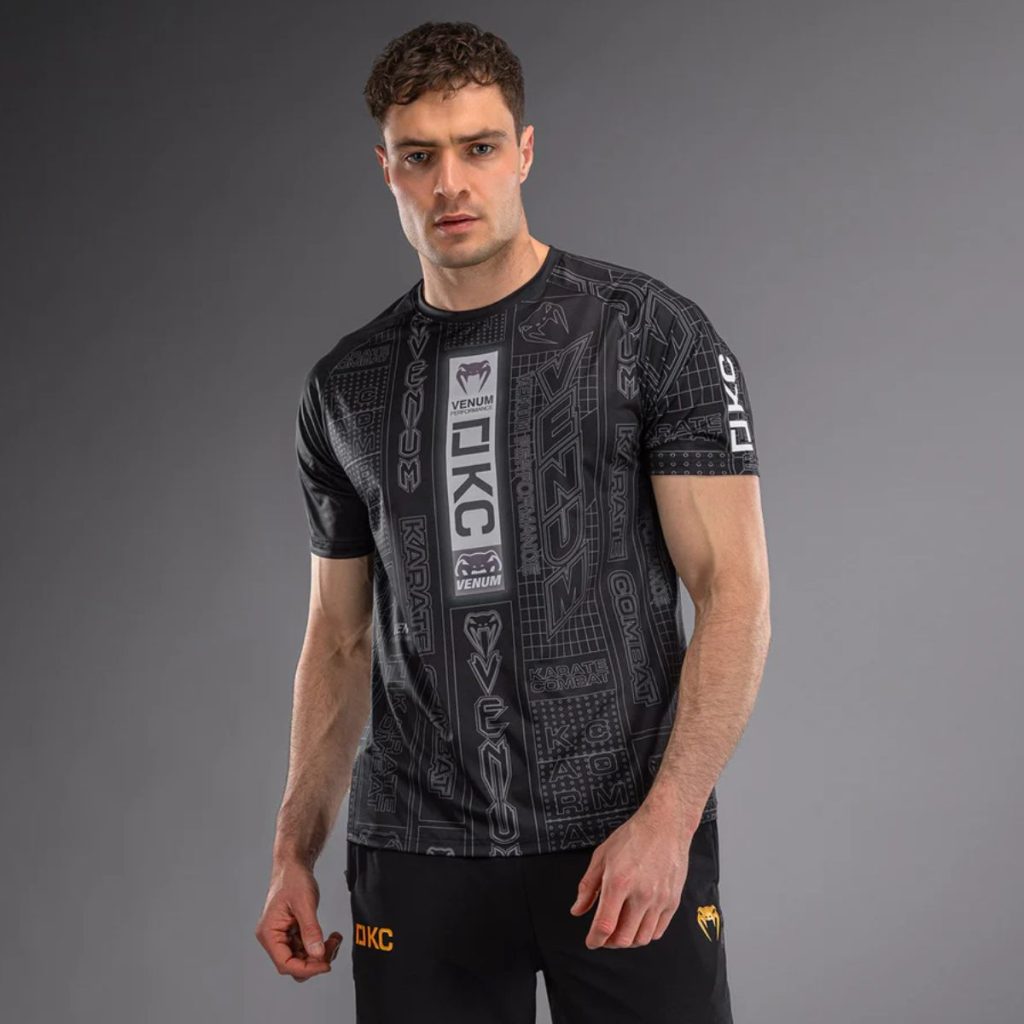 Тениска Karate Combat by Venum Dry-Tech T-Shirt – Black/Grey – изглед отпред