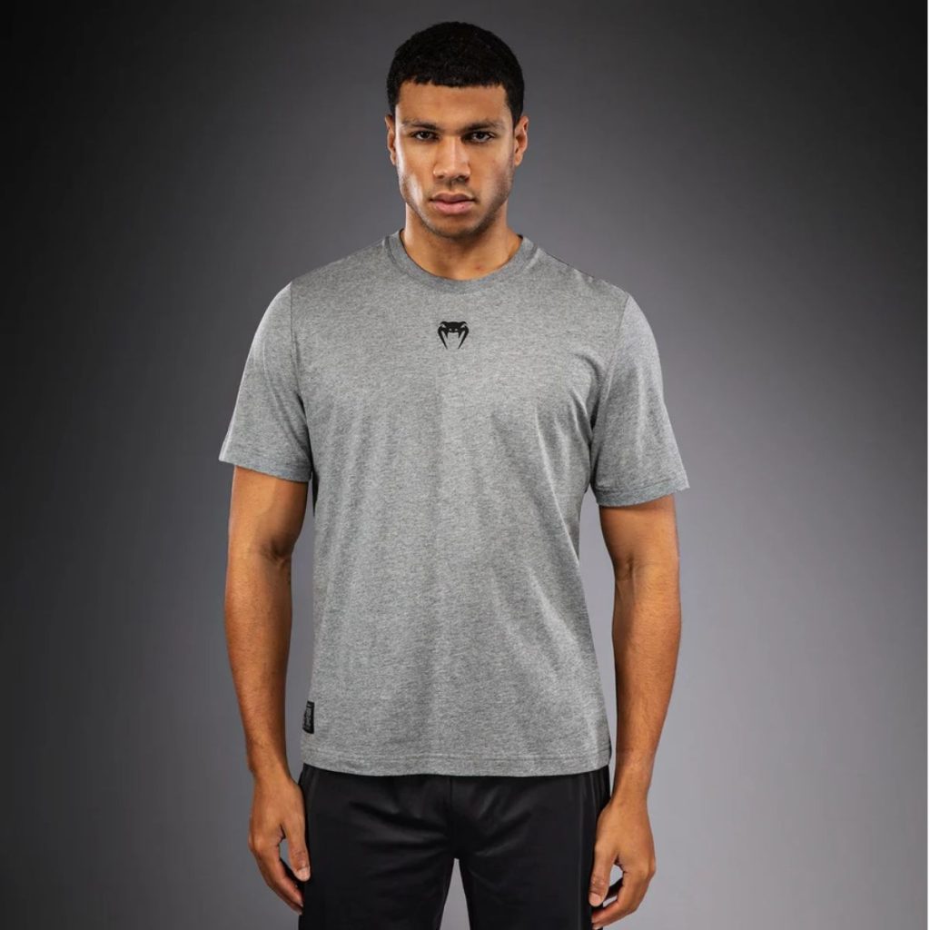 Тениска Venum Fight Icon Cotton T-Shirt – Light Heather Grey – страничен изглед