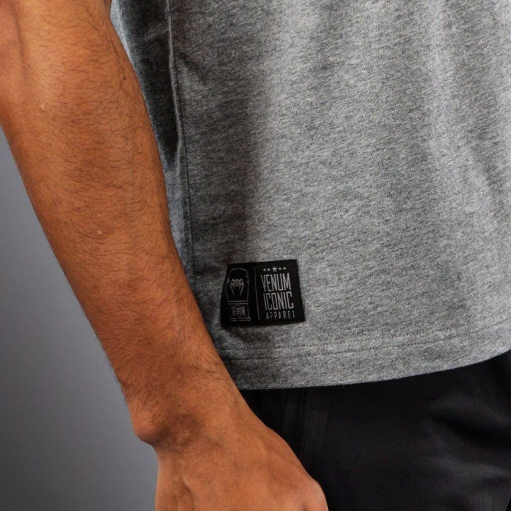 Тениска Venum Fight Icon Cotton T-Shirt – Light Heather Grey – заден изглед