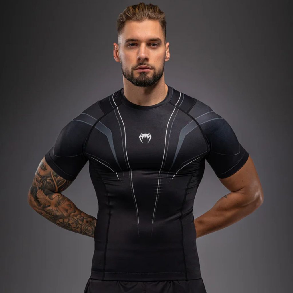 Рашгард Venum Streamline Short Sleeve Rashguard Black/White – изглед отпред