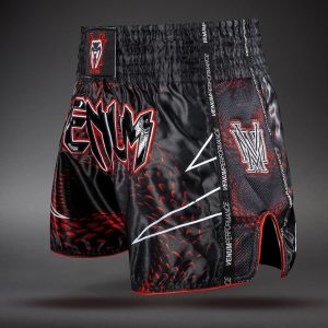 муай тай шорти venum matupa muay thai shorts - black/red/silver 3