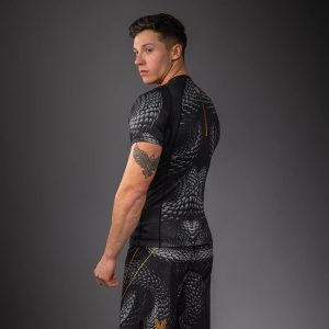 рашгард venum matupa short sleeve rashguard - black/grey/gold 3