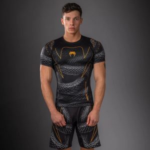 рашгард venum matupa short sleeve rashguard - black/grey/gold