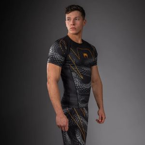 рашгард venum matupa short sleeve rashguard - black/grey/gold 4