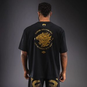 Тениска Venum x Mike Tyson Tiger T-Shirt – Black/Gold – заден изглед със златистата тигрова графика