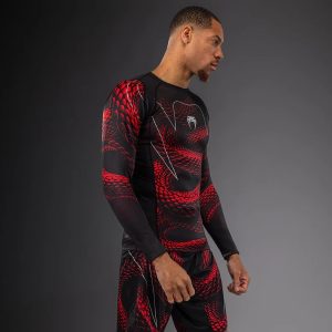 рашгард venum matupa long sleeve rashguard - black/red/silver 2