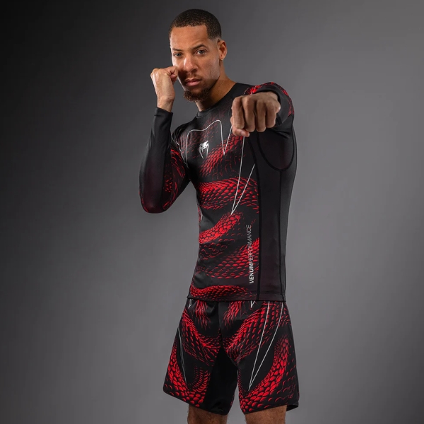рашгард venum matupa long sleeve rashguard - black/red/silver 3