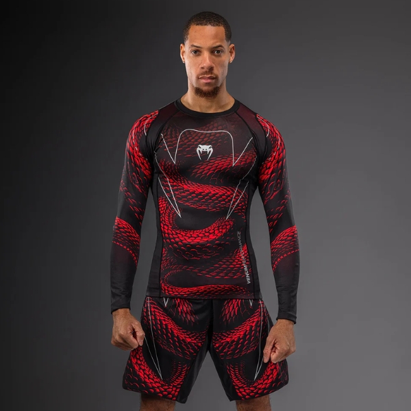 рашгард venum matupa long sleeve rashguard - black/red/silver