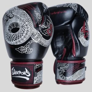 Боксови Ръкавици 8 Weapons Sak Yant Naga Black/Maroon