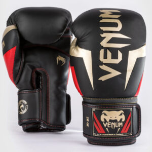 боксови ръкавици venum elite black/gold/red