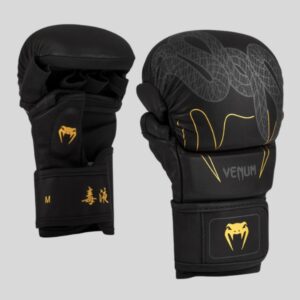 мма ръкавици venum serpenti sparring gloves - black/silver/gold