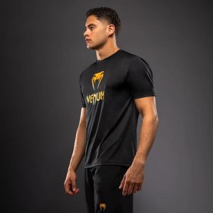 Тениска Venum Classic Dry Tech T-Shirt – Black/Gold – страничен изглед