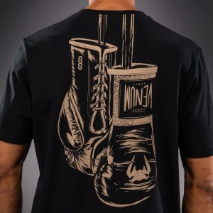 Тениска Venum Fight Icon Cotton T-Shirt – Black – детайл на ситопечатната графика