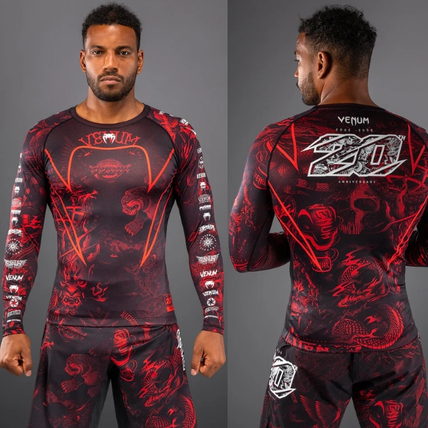 рашгард venum 20th anniversary long sleeve rashguard - black/red