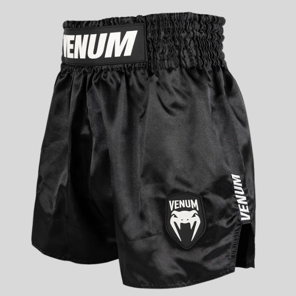 муай тай шорти venum classic evo muay thai shorts - black/white 1