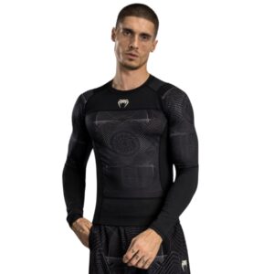 рашгард venum g-fit air men's long sleeve rashguard - deep black/desert sand