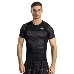 рашгард venum g-fit air men's short sleeve rashguard - deep black/desert sand