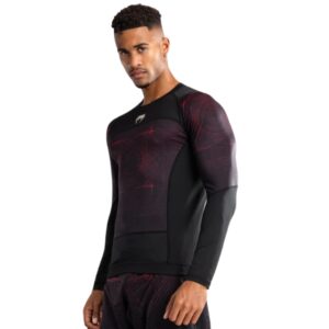 рашгард venum g-gfit air men's long sleeve rashguard - deep black/fire red