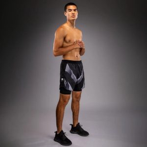 Шорти Venum No-Gi 6.0 Training Shorts – Black/White – детайл на ластичния колан с лого Venum