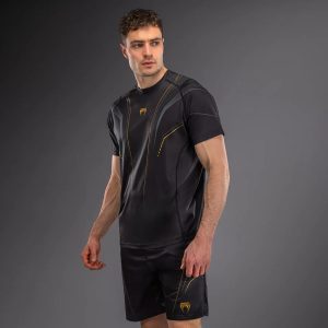 Тениска Venum Streamline Dry-Tech T-Shirt Black/Gold – изглед отзад