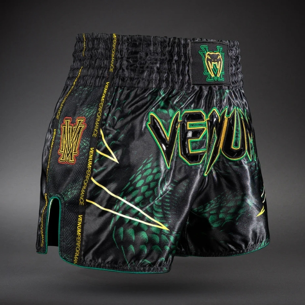муай тай шорти venum matupa muay thai shorts - black/green/gold 2