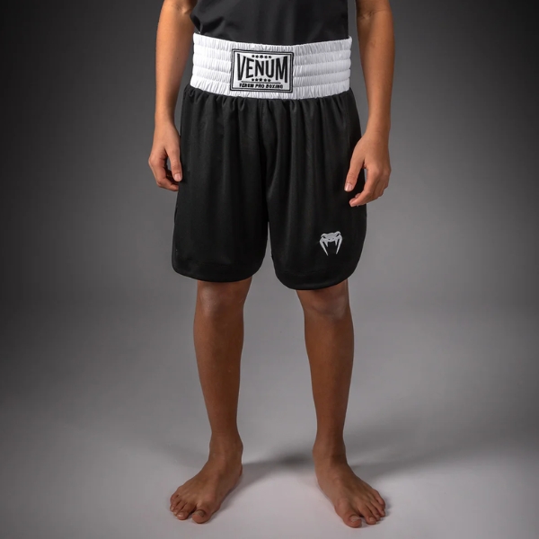 детски боксови шорти venum classic youth boxing shorts - black white