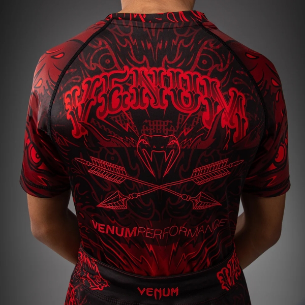 детски рашгард venum wolf atak kids short sleeve rashguard - black red 3