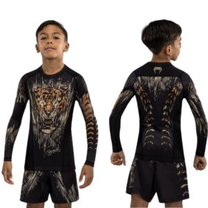 детски рашгард venum tiger kids long sleeve rashguard - black/neon orange