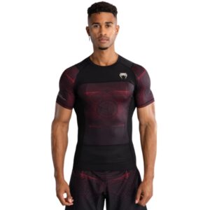 рашгард venum g-fit air men's short sleeve rashguard - deep black/fire red