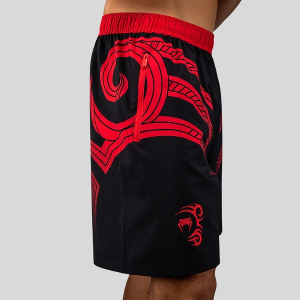 шорти venum x mike tyson tiger training shorts - deep black/intense red 2