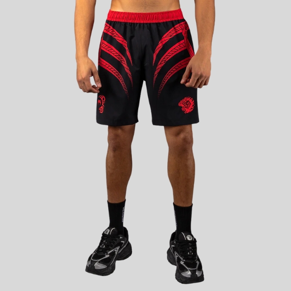 шорти venum x mike tyson tiger training shorts - deep black/intense red