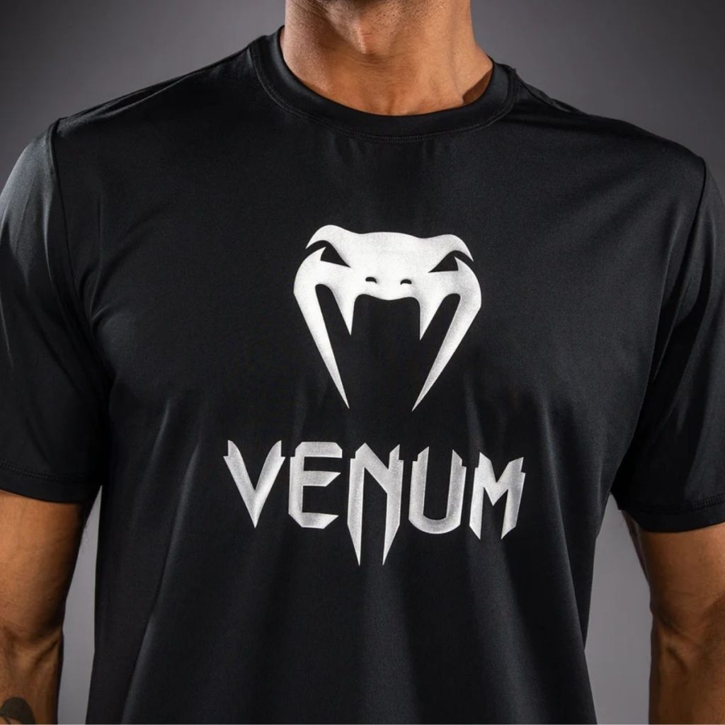 Тениска Venum Classic Dry Tech T-Shirt – Black/Silver – заден изглед