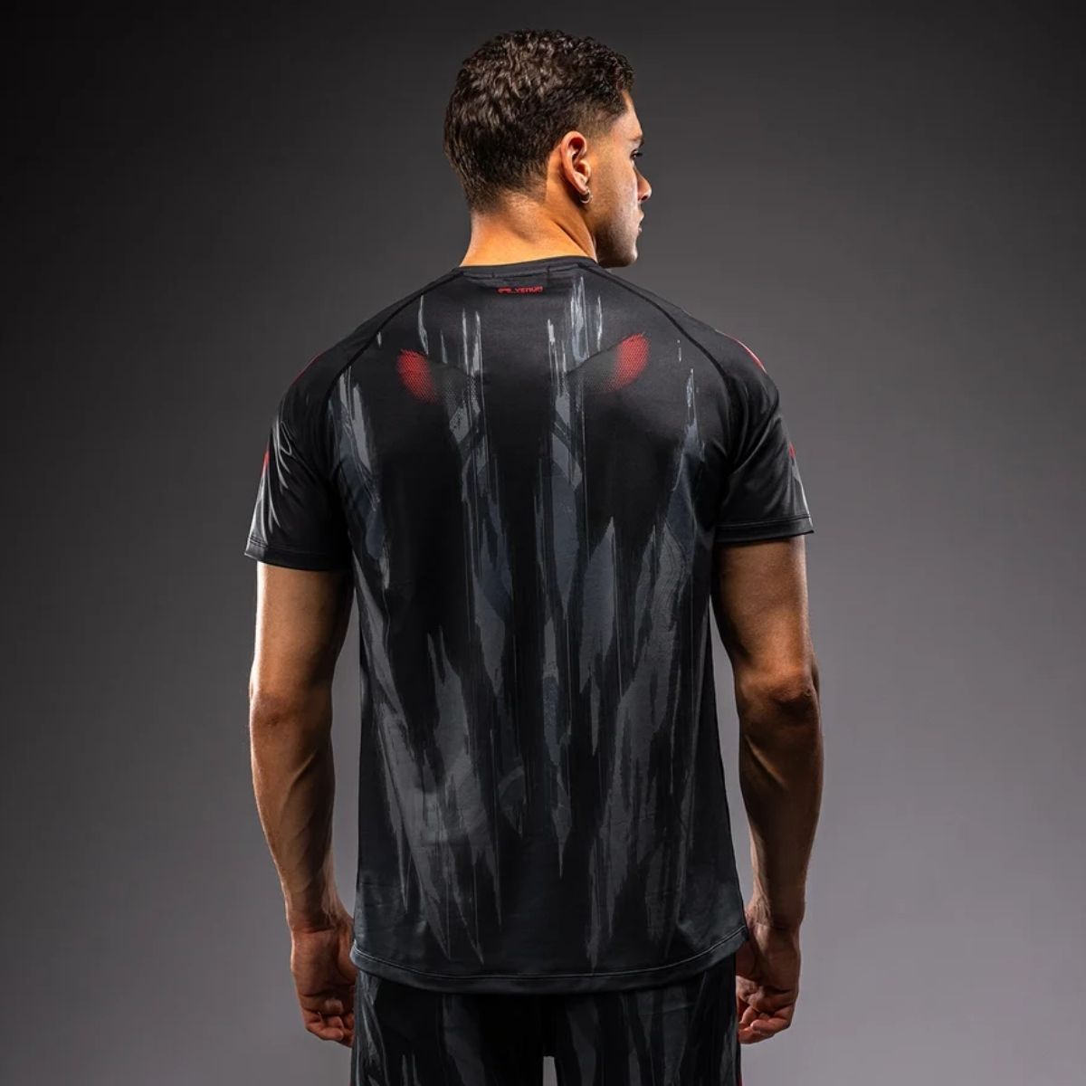 Тениска Venum Demon Dry Tech T-Shirt – Black/Grey – заден изглед