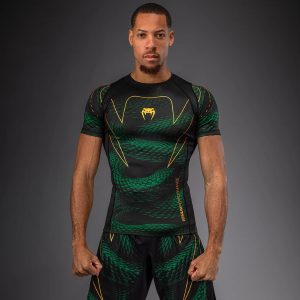 рашгард venum matupa short sleeve rashguard - black/green/gold
