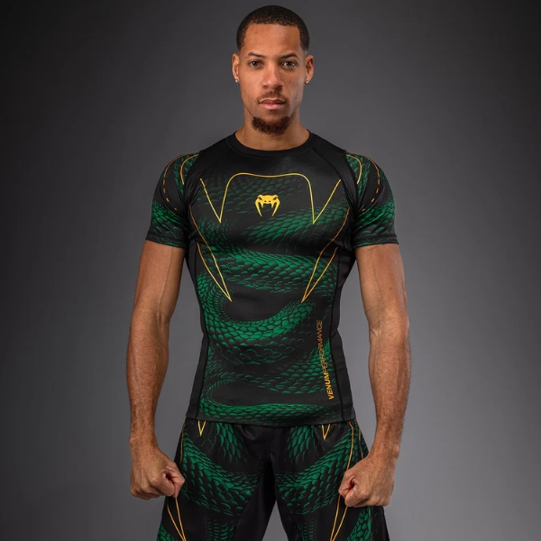 рашгард venum matupa short sleeve rashguard - black/green/gold