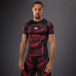 рашгард venum matupa short sleeve rashguard - black/red/silver