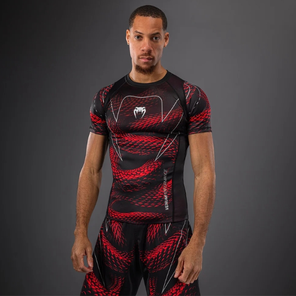 рашгард venum matupa short sleeve rashguard - black/red/silver
