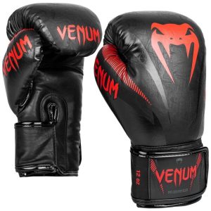 боксови ръкавици venum impact boxing gloves black red
