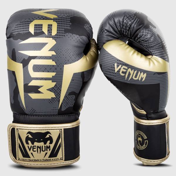боксови ръкавици venum elite dark camo gold