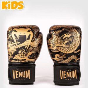 детски боксови ръкавици venum dragon's flight black bronze