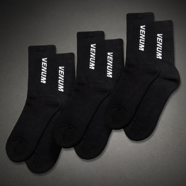 чорапи за бокс venum essential crew socks (set of 3 pairs) - black/white